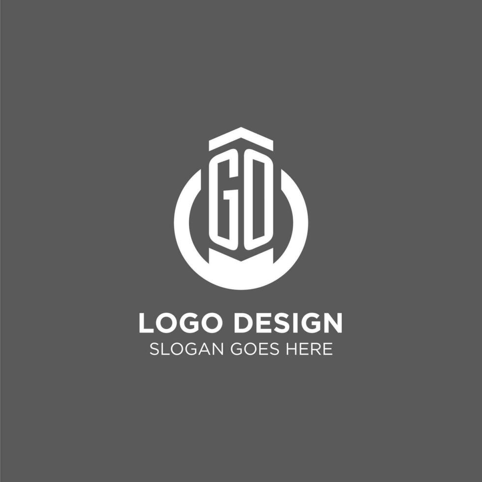 Initial GO circle round line logo, abstract company logo design ideas vector