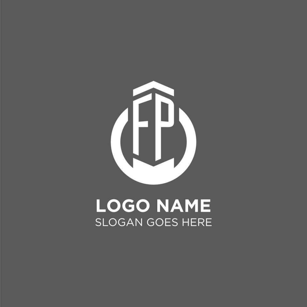 Initial FP circle round line logo, abstract company logo design ideas vector