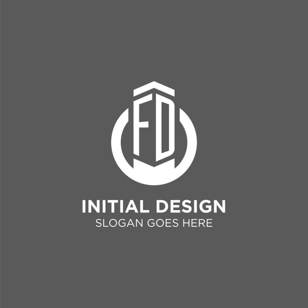 Initial FD circle round line logo, abstract company logo design ideas vector