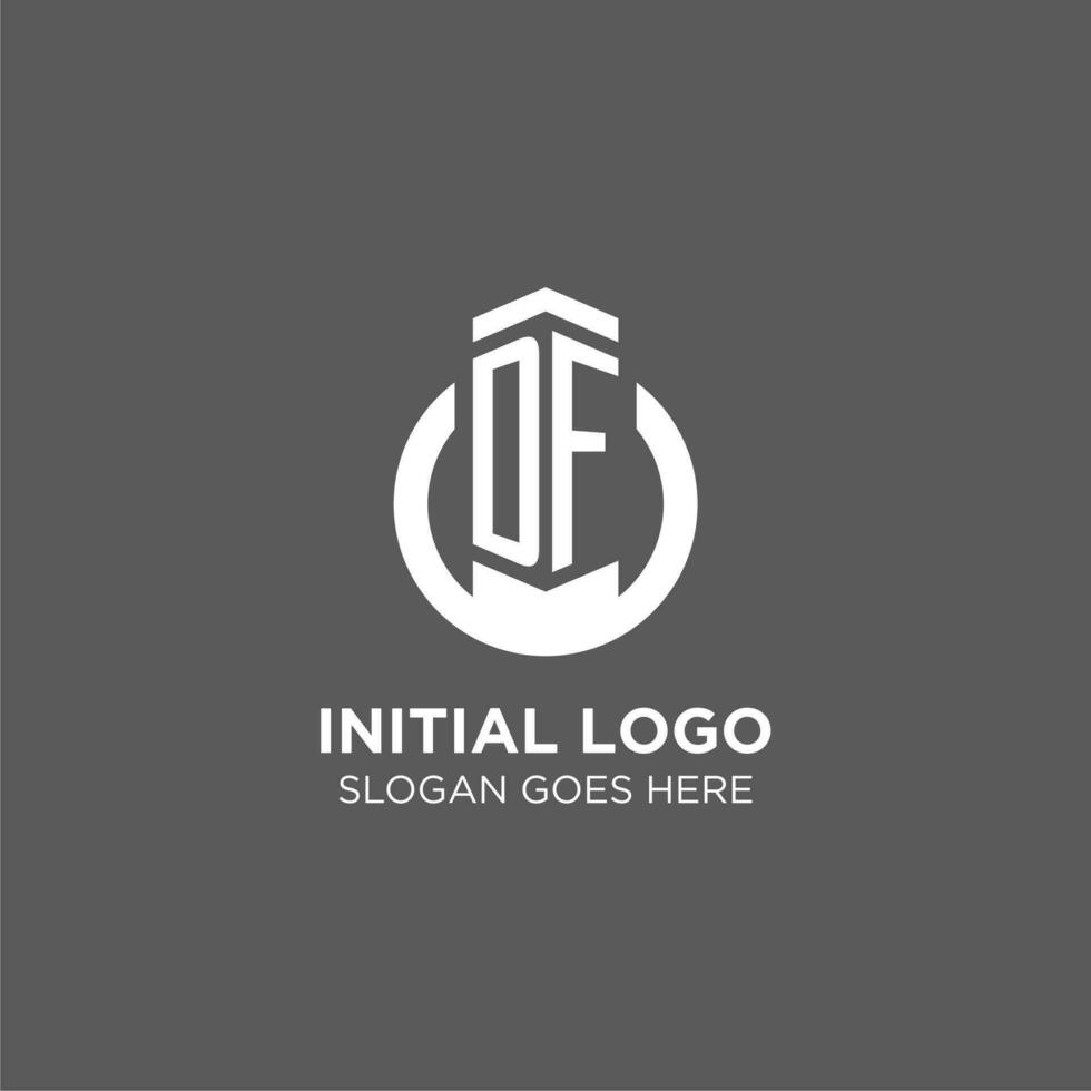 Initial DF circle round line logo, abstract company logo design ideas vector