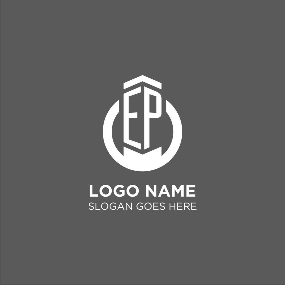 Initial EP circle round line logo, abstract company logo design ideas vector