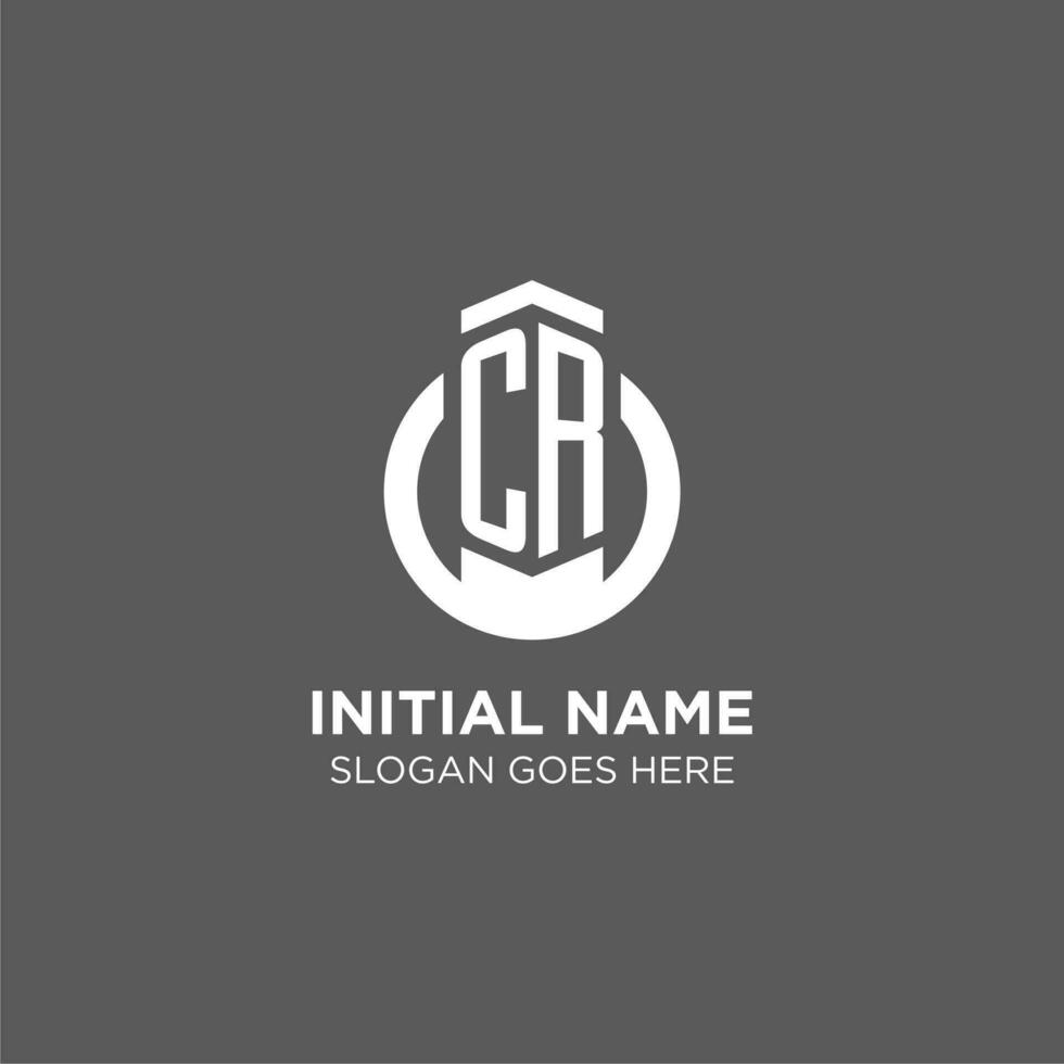 Initial CR circle round line logo, abstract company logo design ideas vector