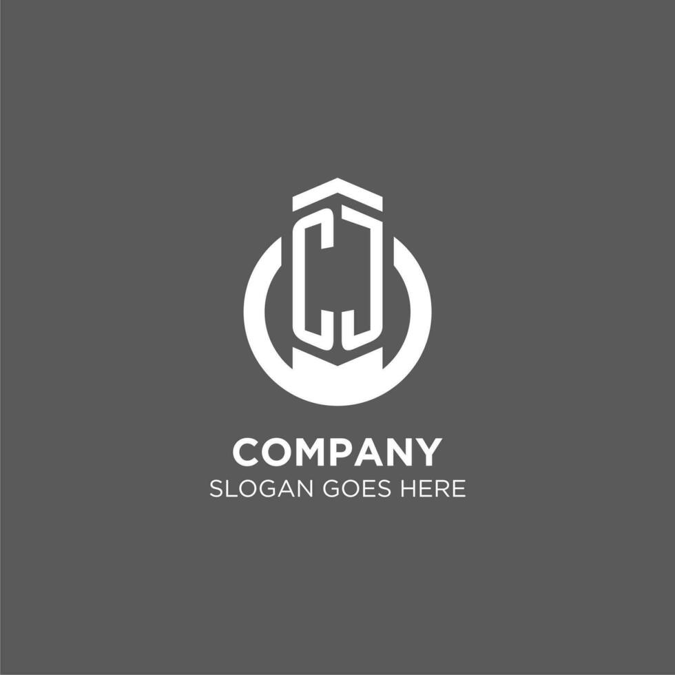 Initial CJ circle round line logo, abstract company logo design ideas vector