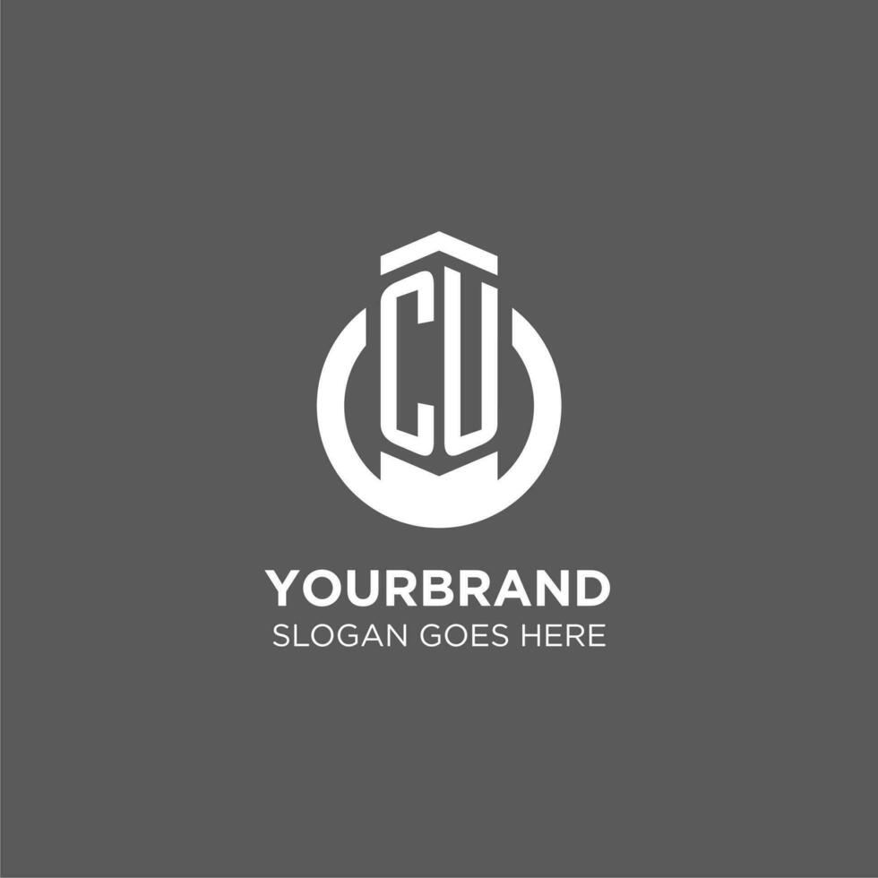 Initial CU circle round line logo, abstract company logo design ideas vector