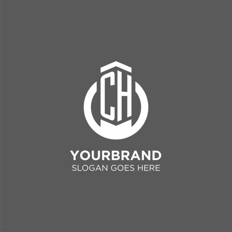 Initial CH circle round line logo, abstract company logo design ideas vector