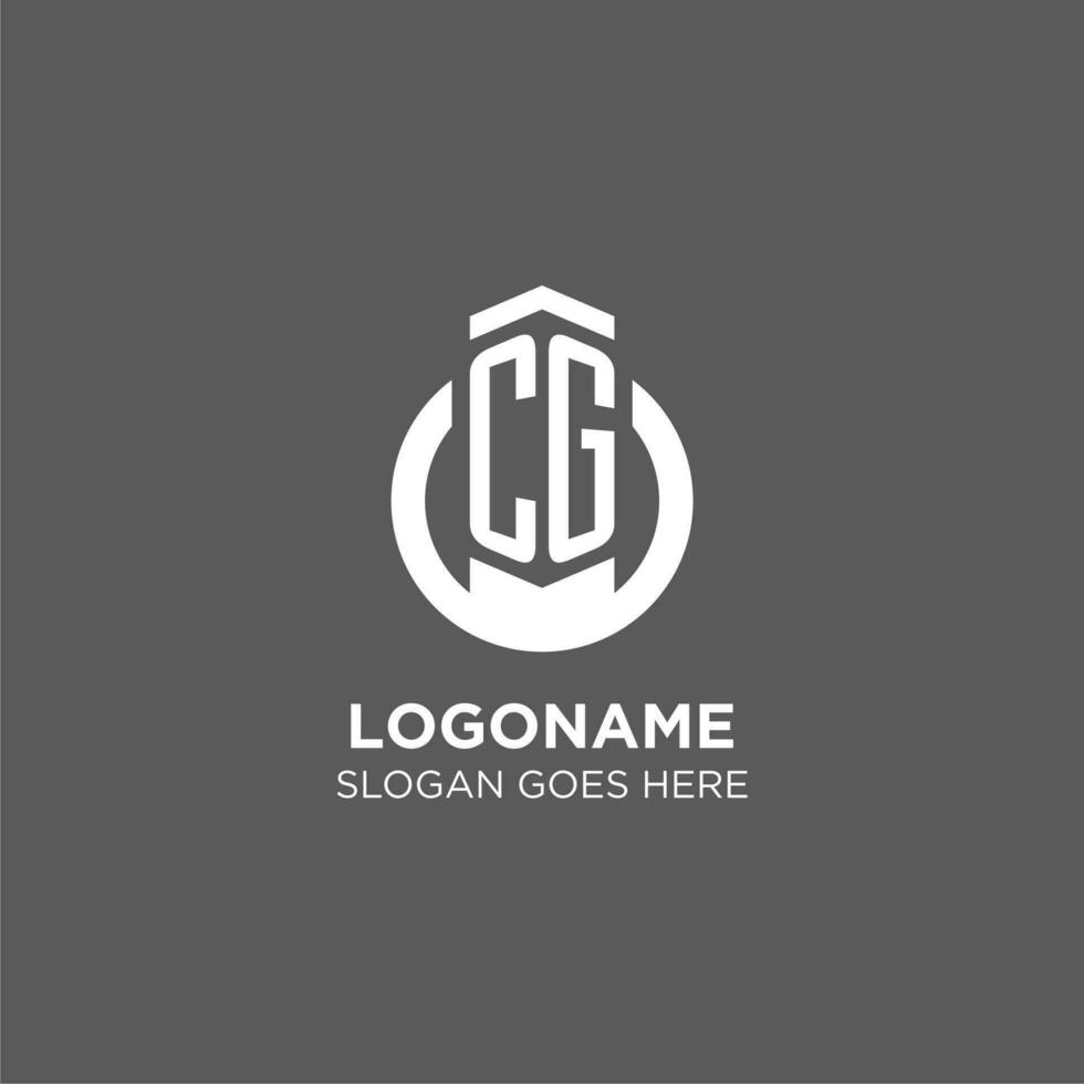 Initial CG circle round line logo, abstract company logo design ideas vector