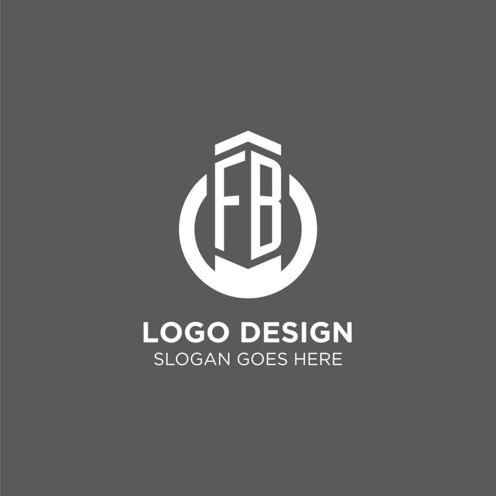 Initial FB circle round line logo, abstract company logo design ideas vector