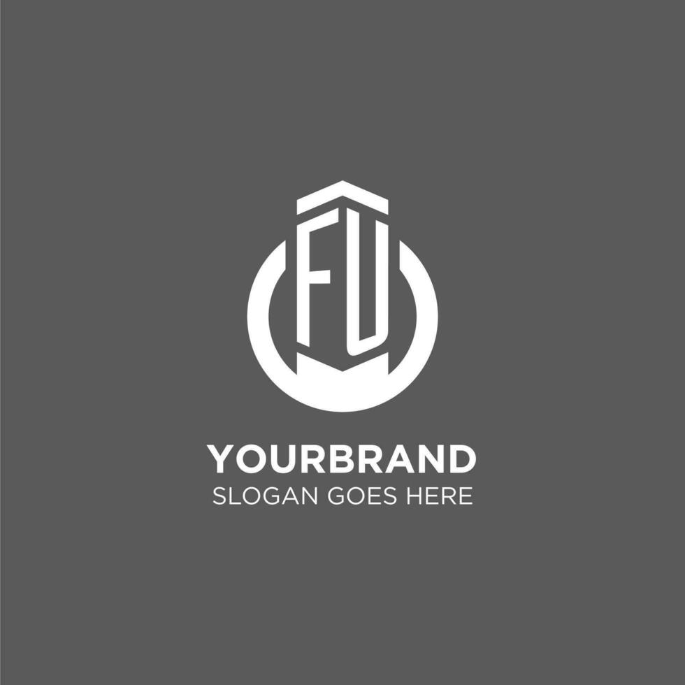 Initial FU circle round line logo, abstract company logo design ideas vector