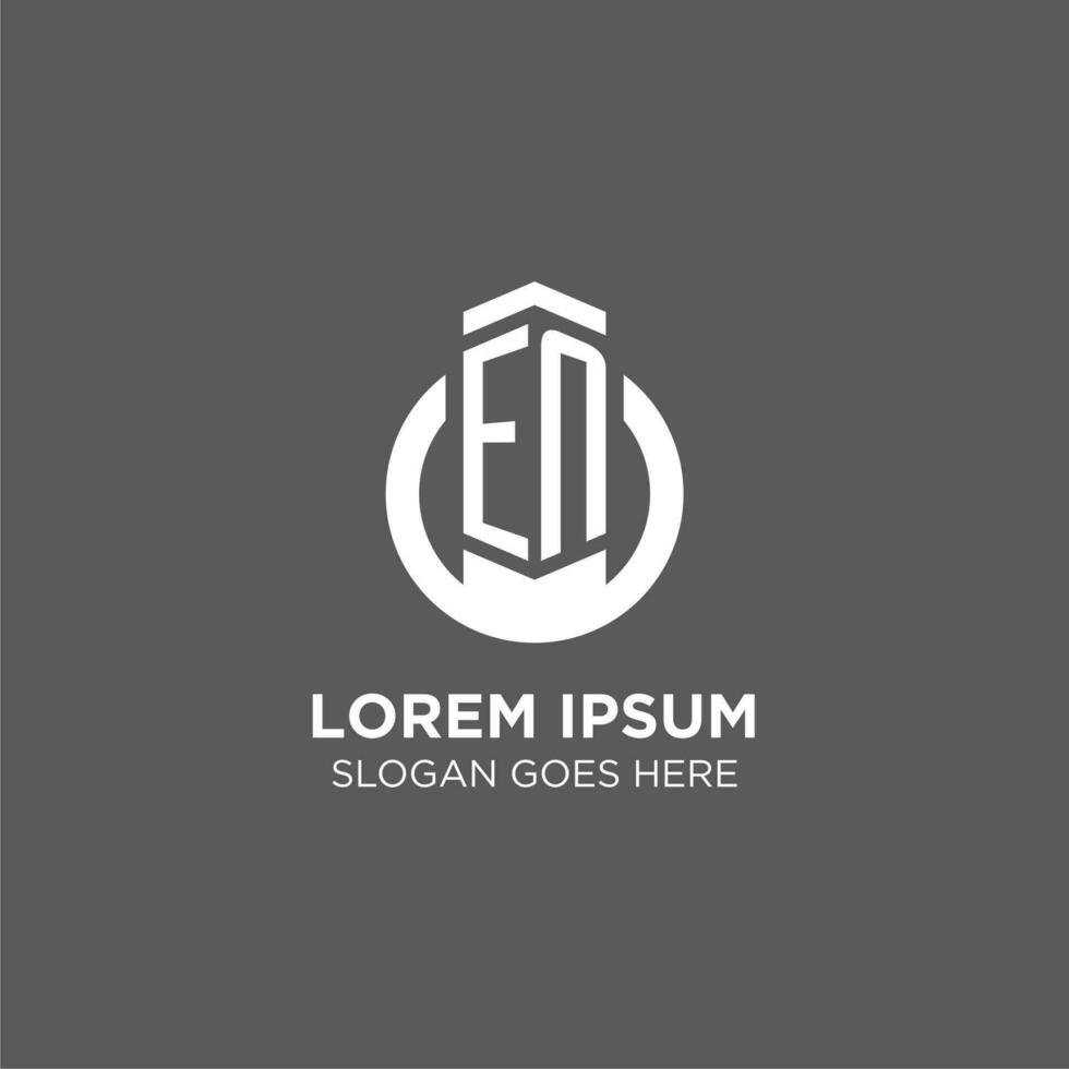 Initial EN circle round line logo, abstract company logo design ideas vector