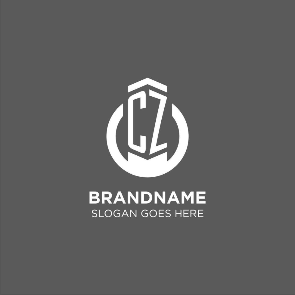Initial CZ circle round line logo, abstract company logo design ideas vector