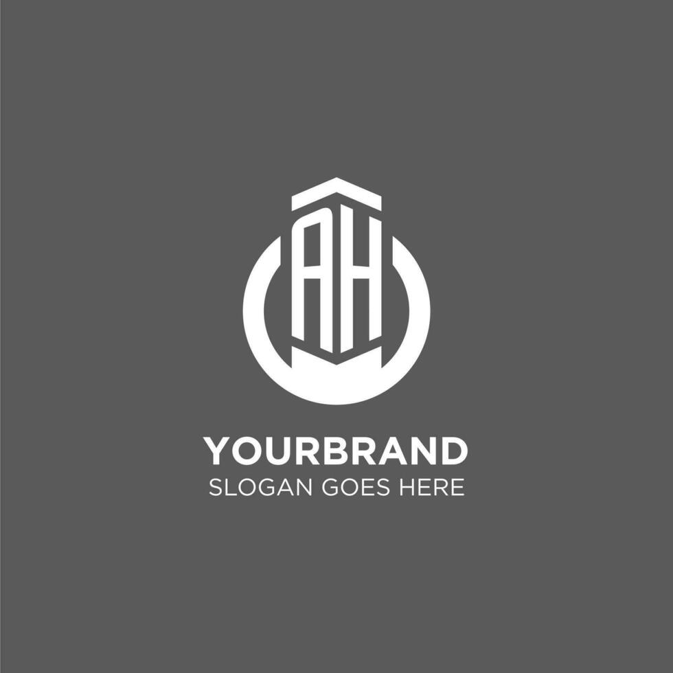 Initial AH circle round line logo, abstract company logo design ideas vector
