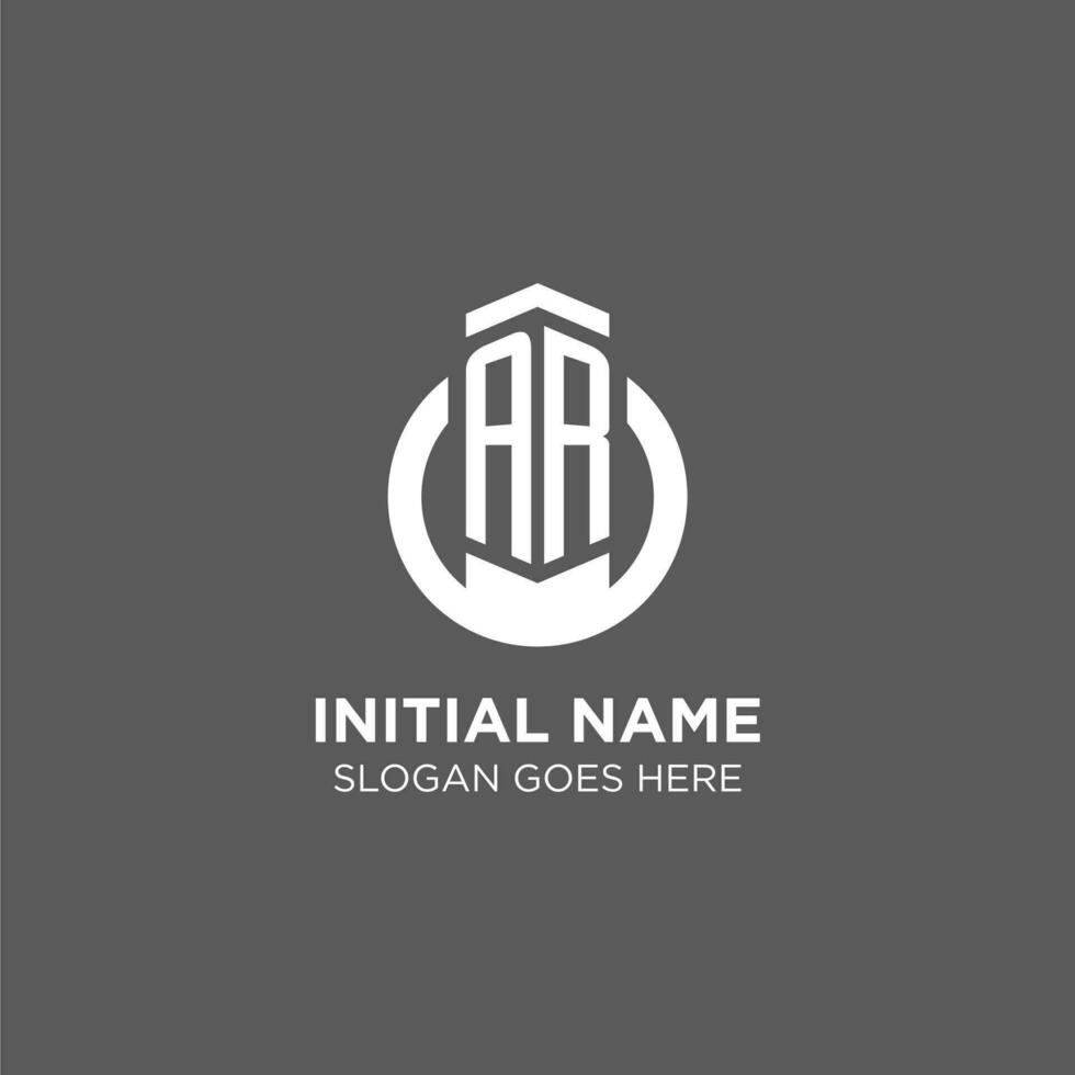 Initial AR circle round line logo, abstract company logo design ideas vector
