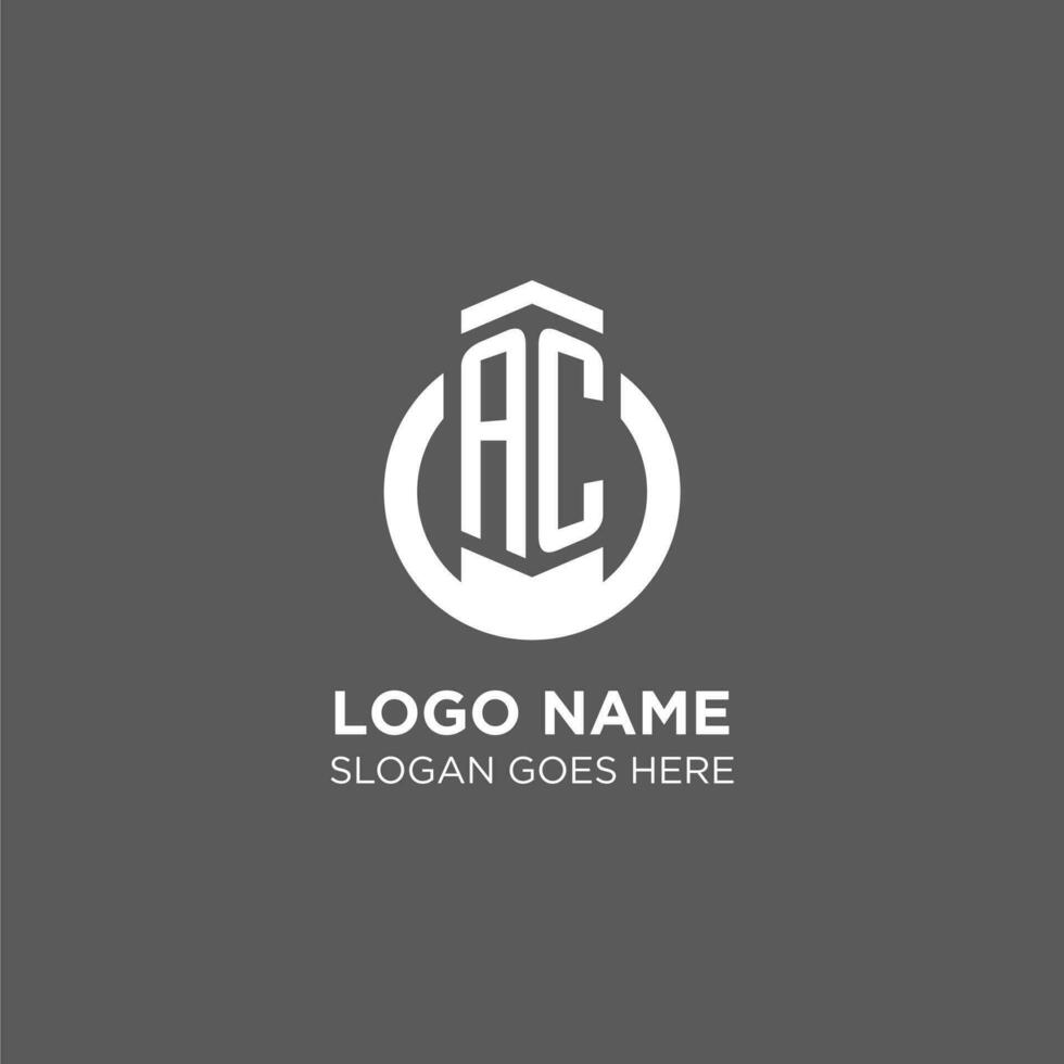 Initial AC circle round line logo, abstract company logo design ideas vector