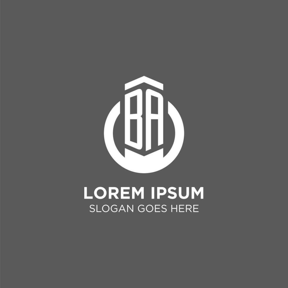 Initial BA circle round line logo, abstract company logo design ideas vector