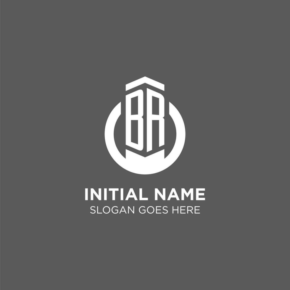 Initial BR circle round line logo, abstract company logo design ideas vector