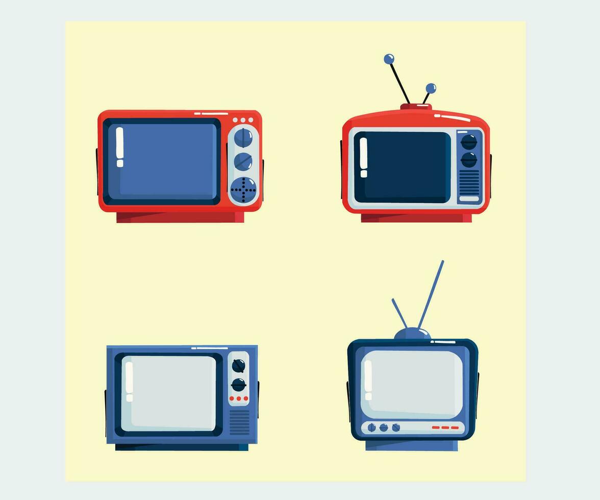 retro televisión conjunto ilustración vector