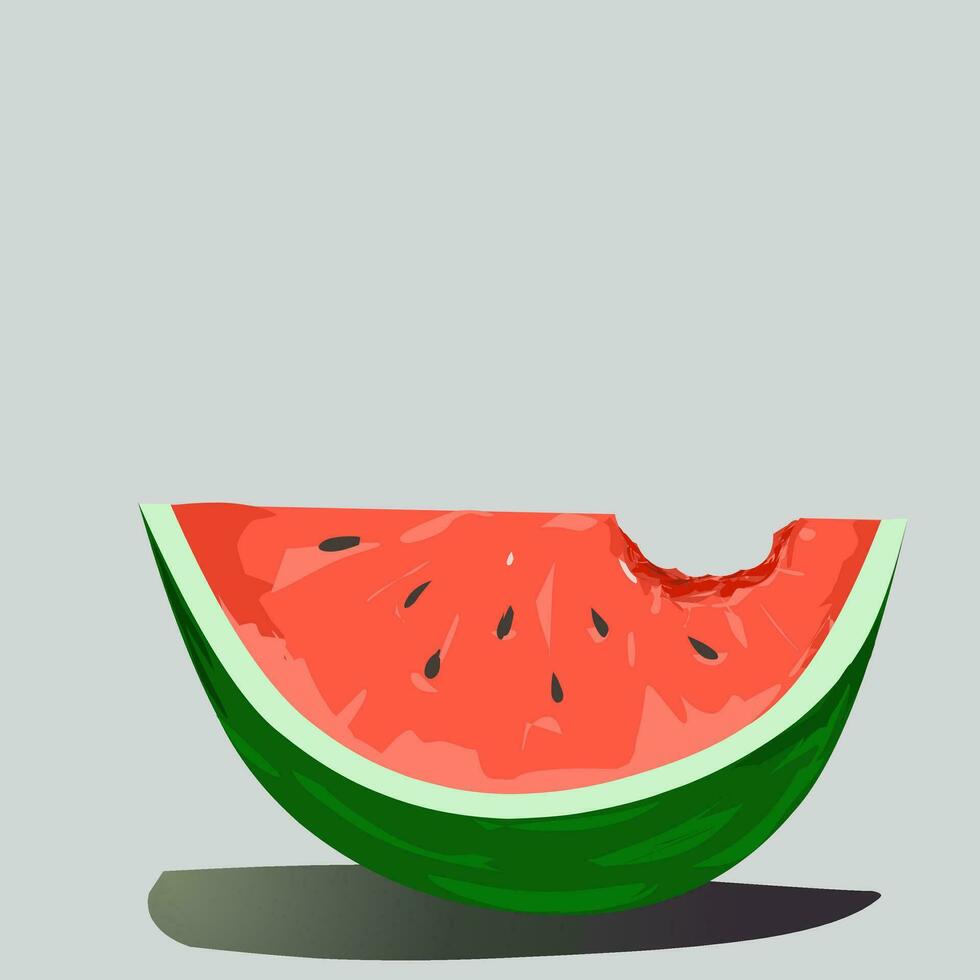 Water melon Vector art design with bite marks hole