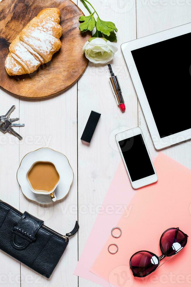 Women's accessories on a white background photo