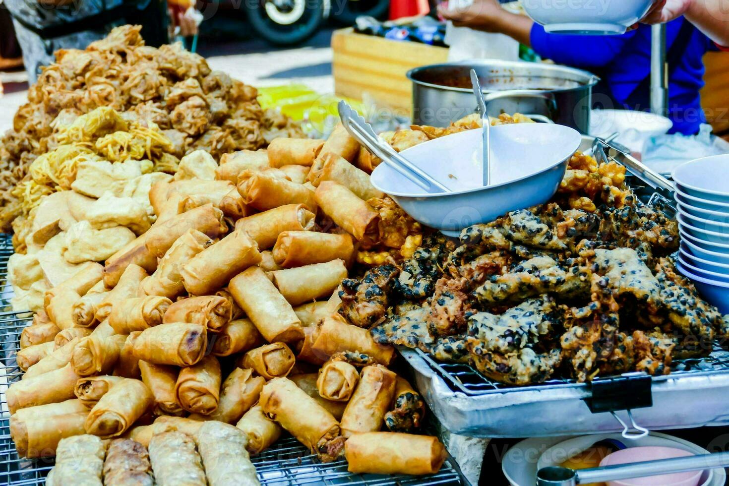 a variety of food is displayed on a table photo