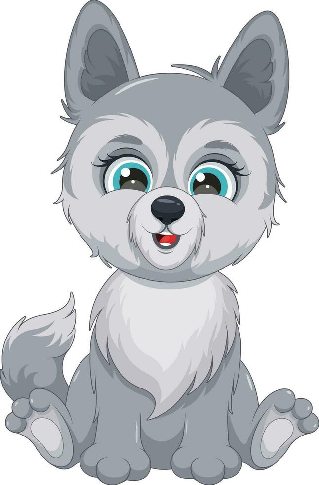 Cute Little Wolf Cub. Vector Illustration