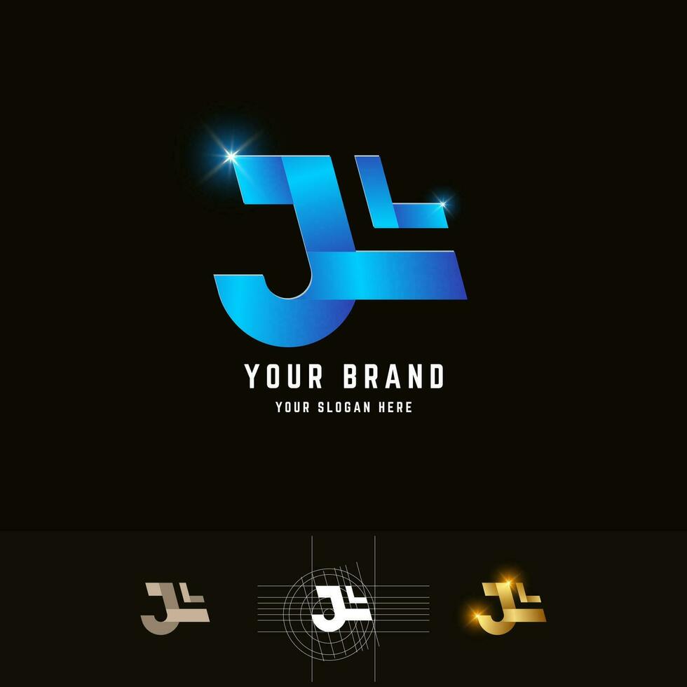 Letter JL or JLL monogram logo with grid method design vector