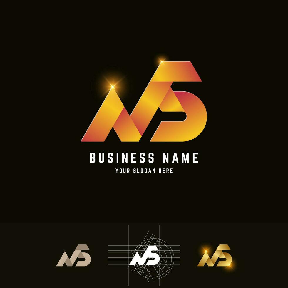 Letter NS or N5 monogram logo with grid method design vector