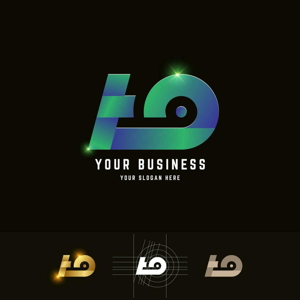 Letter tO or tQ monogram logo with grid method design vector