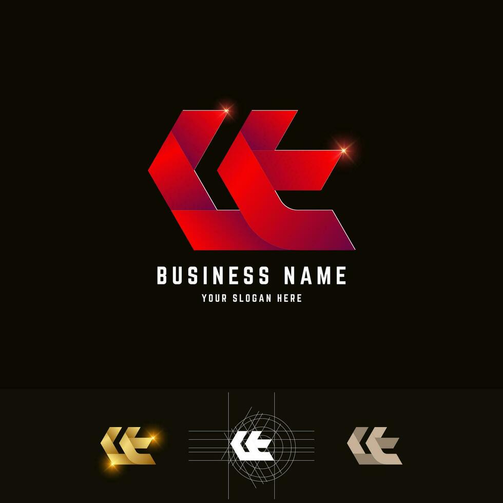Letter Lt or Ct monogram logo with grid method design vector