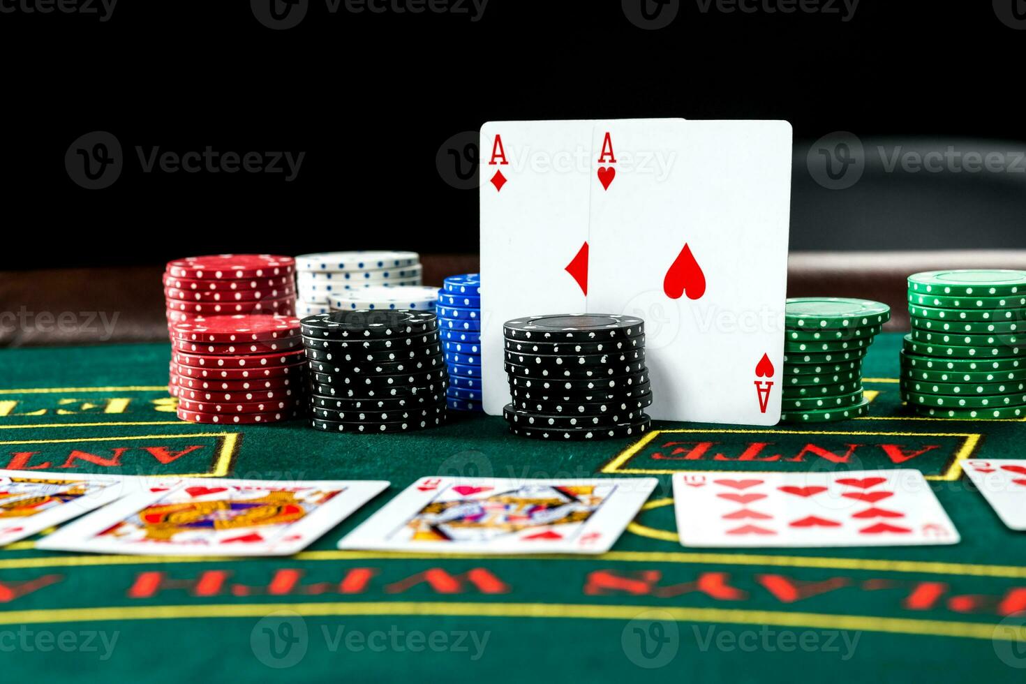 Poker play. Chips and cards photo