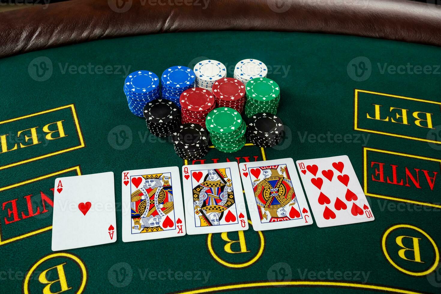 Poker play. Chips and cards photo