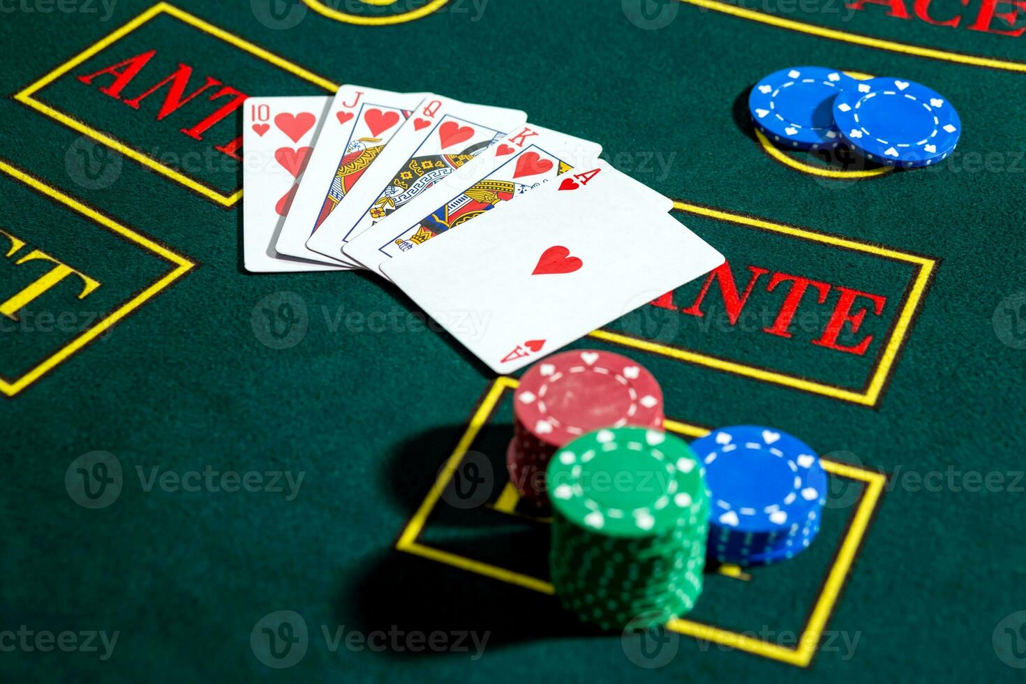 Poker play. Chips and cards photo