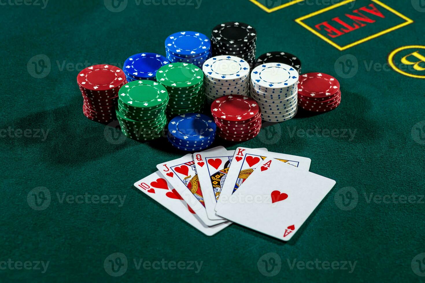 Poker play. Chips and cards photo