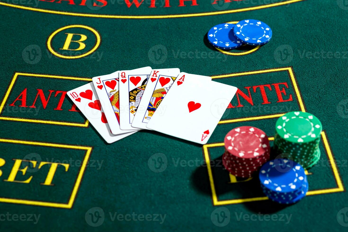 Poker play. Chips and cards photo