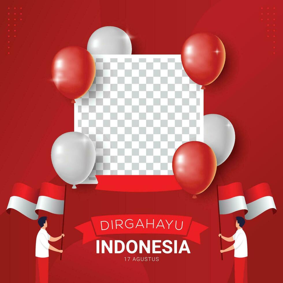 Frame twibbon of Indonesia independence day template vector