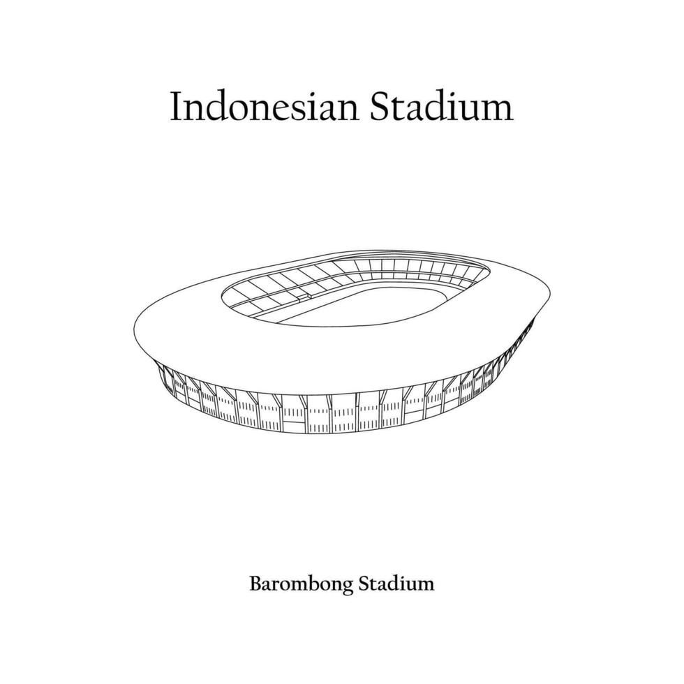 Graphic Design of the Barombong Stadium, Makasar City, PSM Makasar Home Team. International football stadium in Indonesian. vector