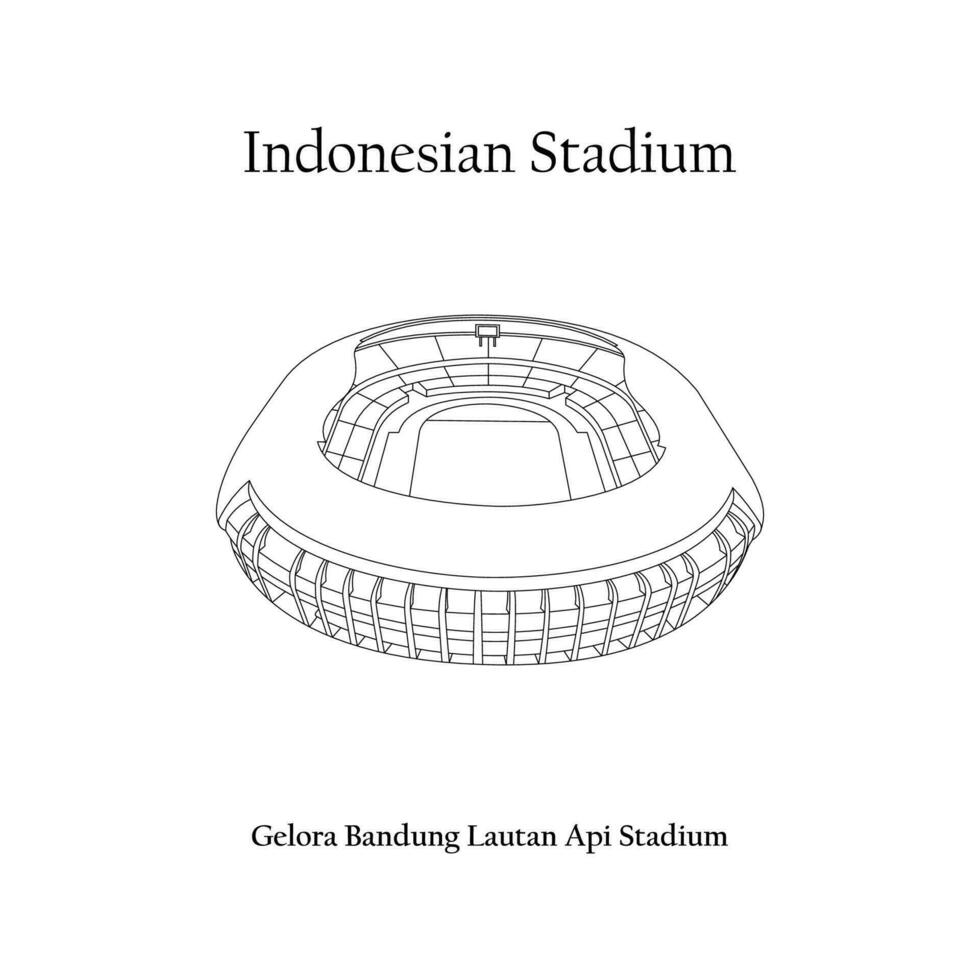 Graphic Design of the Gelora Bandung Lautan Api Stadium, Bandung City, Persib Bandung Home Team. International football stadium in Indonesian. vector