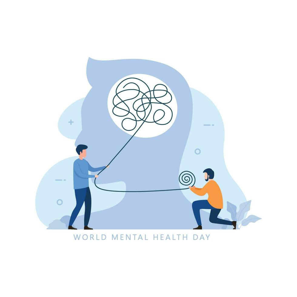 Mental health medical treatment illustration concept with tiny doctor give psychology therapy vector