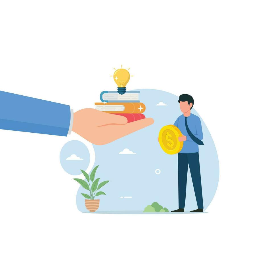 Businessmen invest in knowledge. Enhancing investment knowledge vector