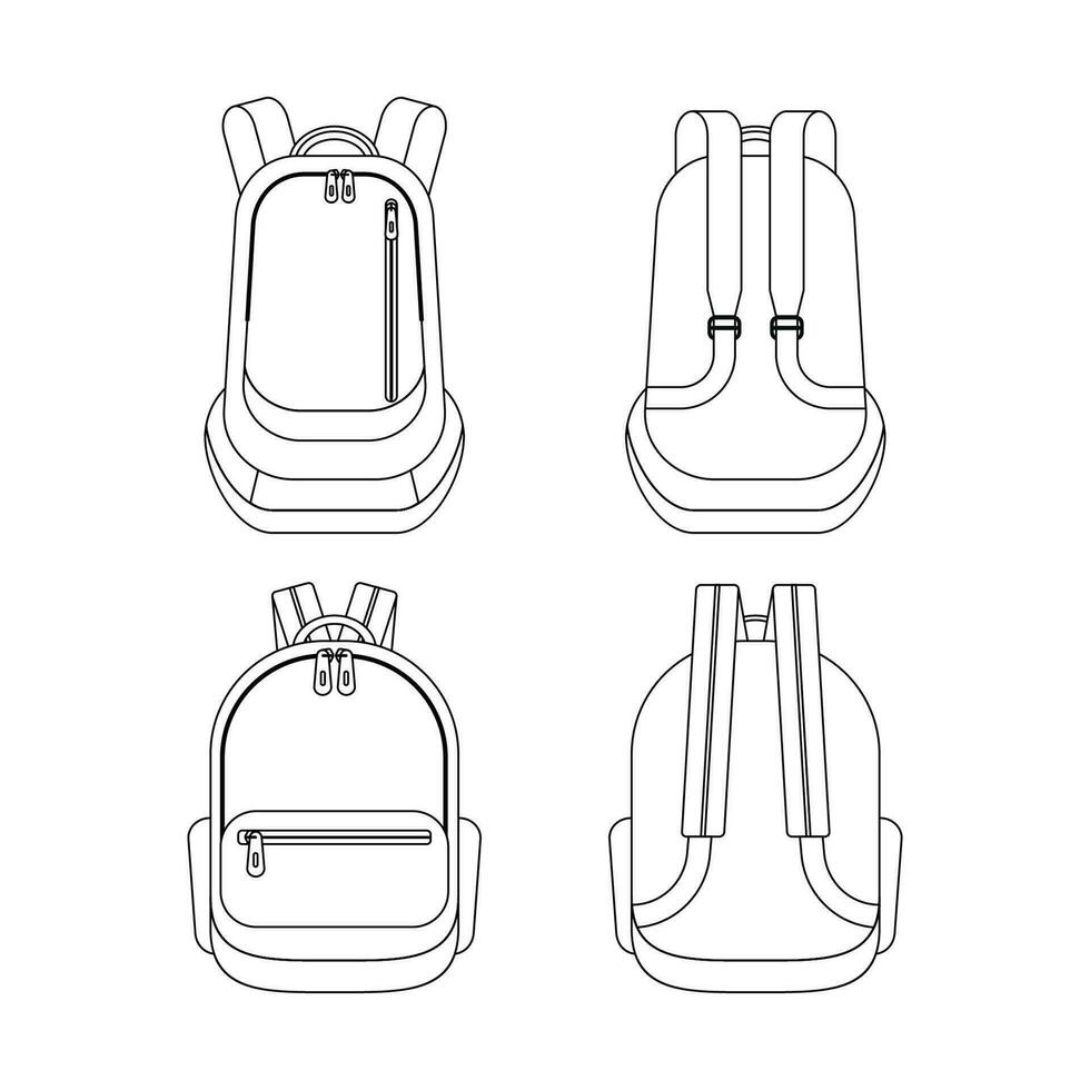 Backpack outline doodle. Isolated backpack line vector illustration