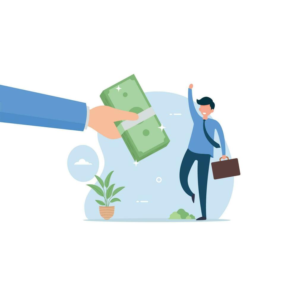 Getting salary, wages payment or bonus career employee vector illustration