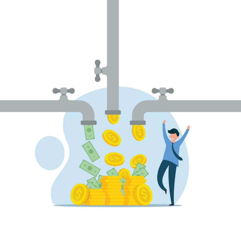 Passive income from invest in multi assets vector illustration