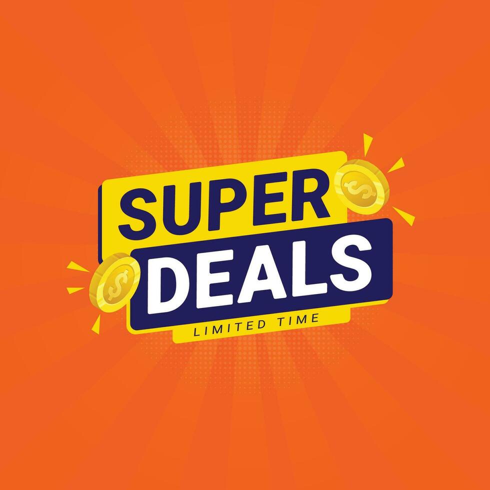 Super deals banner discount promotion template vector illustration