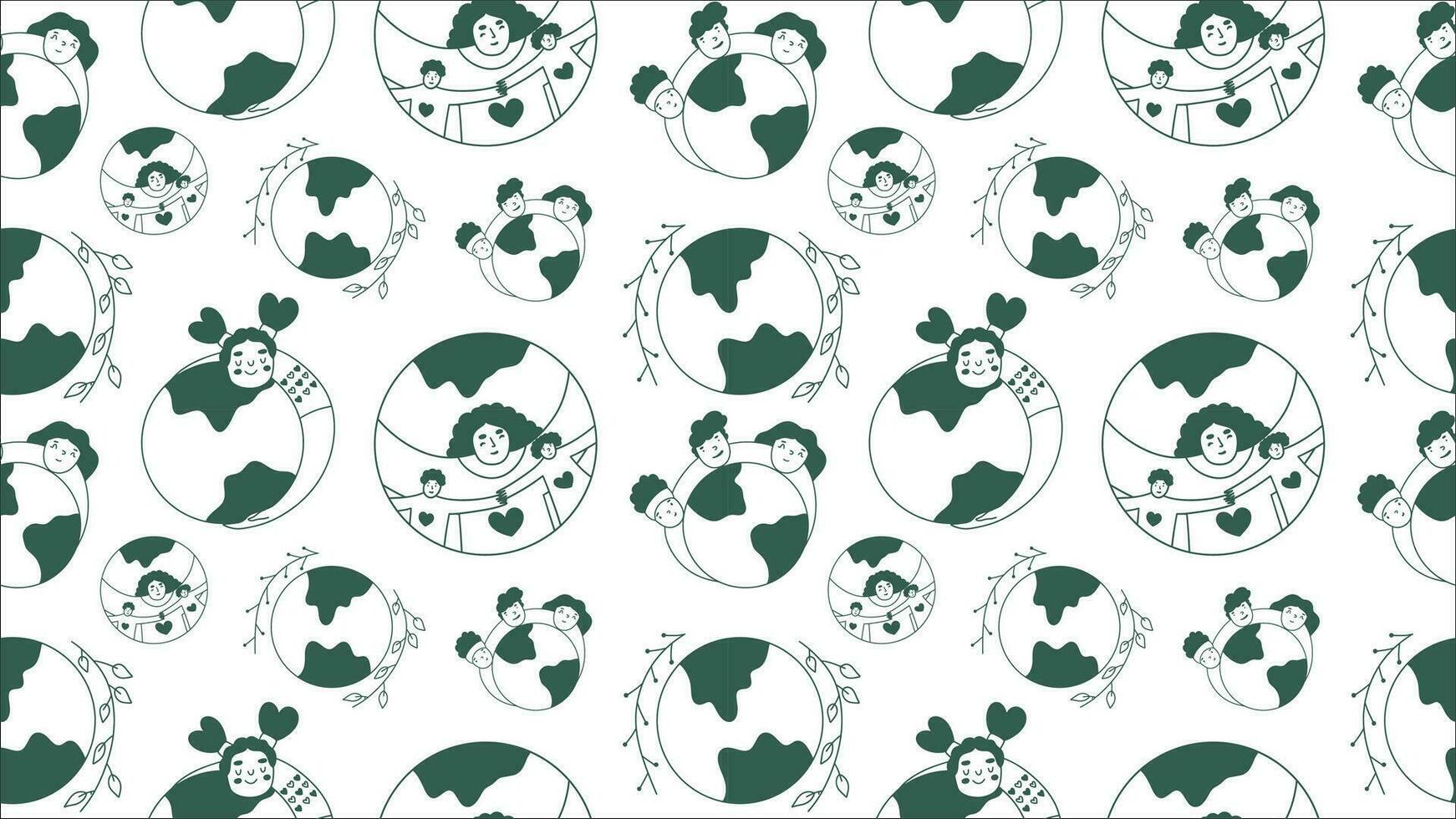 Seamless pattern about care, protection, conservation and love for the planet. Conceptual vector illustrations for Earth Day