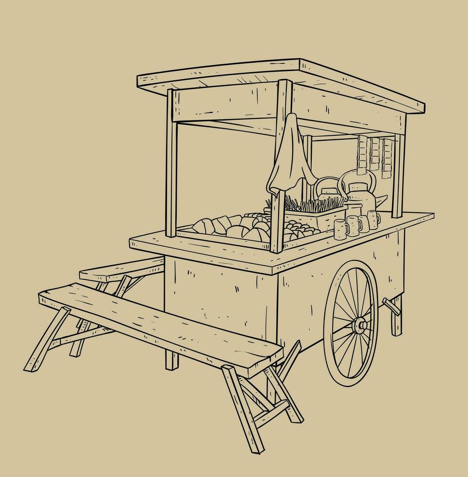 Gerobak Angkringan Illustration Drawaing vector