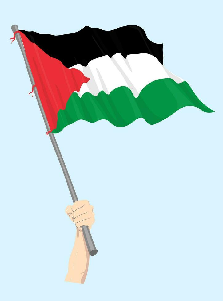 Palestine Flag with Hand Hold it vector