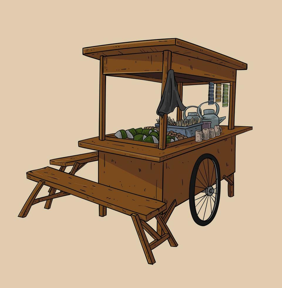 Gerobak Angkringan Illustration Drawaing vector
