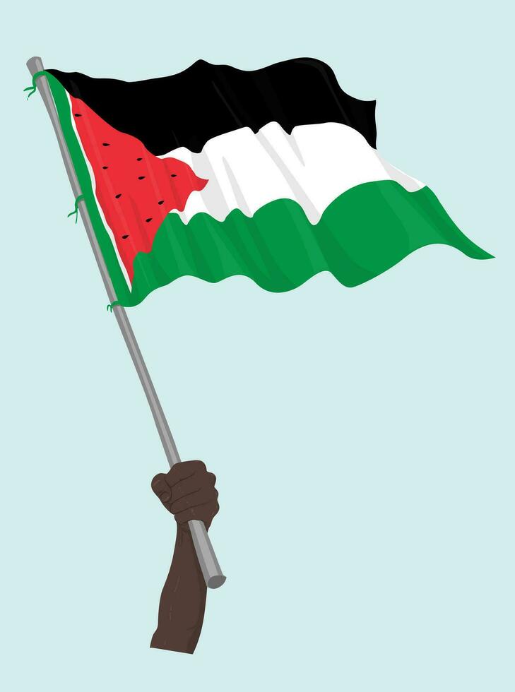 Palestine Flag with Hand Hold it vector