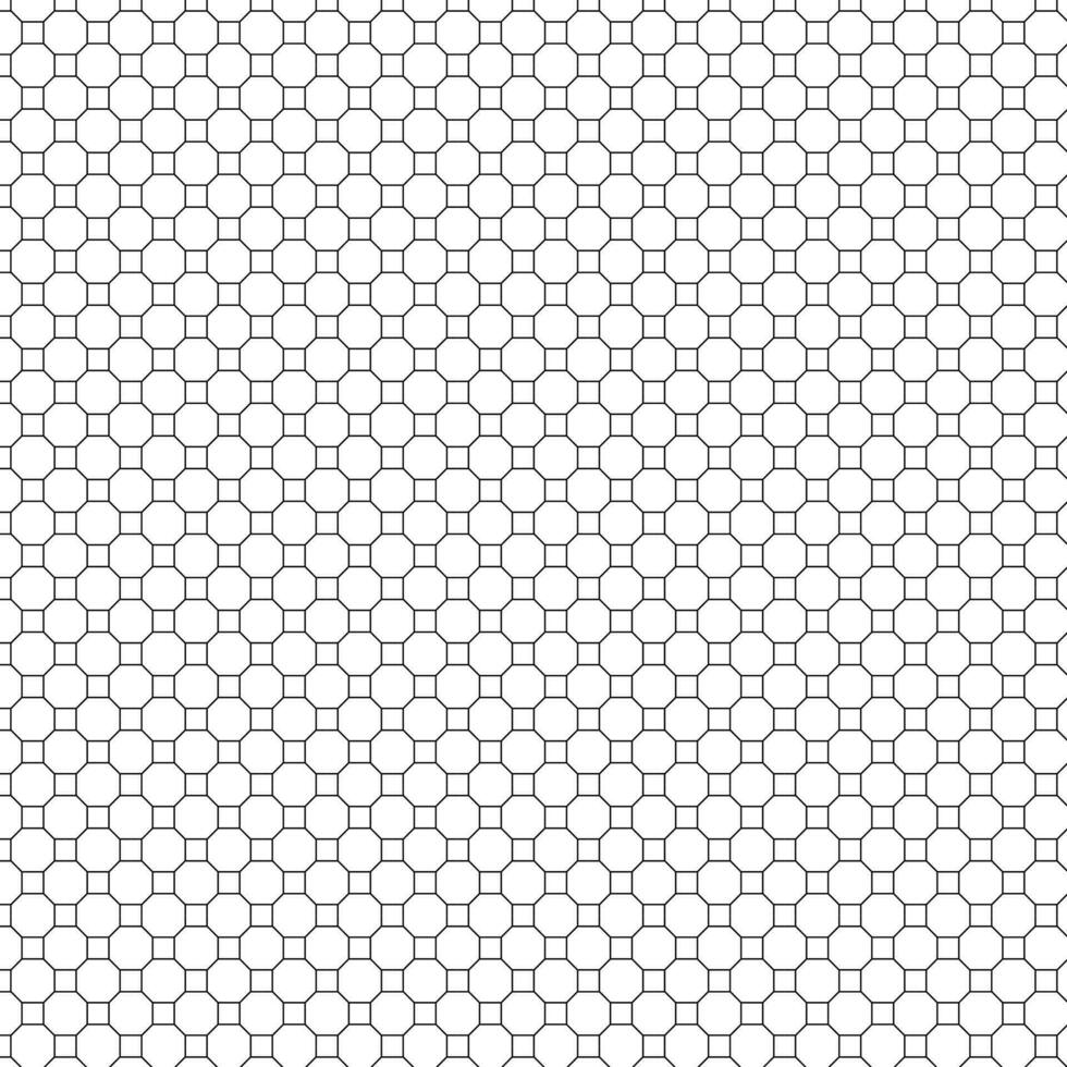 interlocking squares and octogons black line lattice seamless background pattern vector