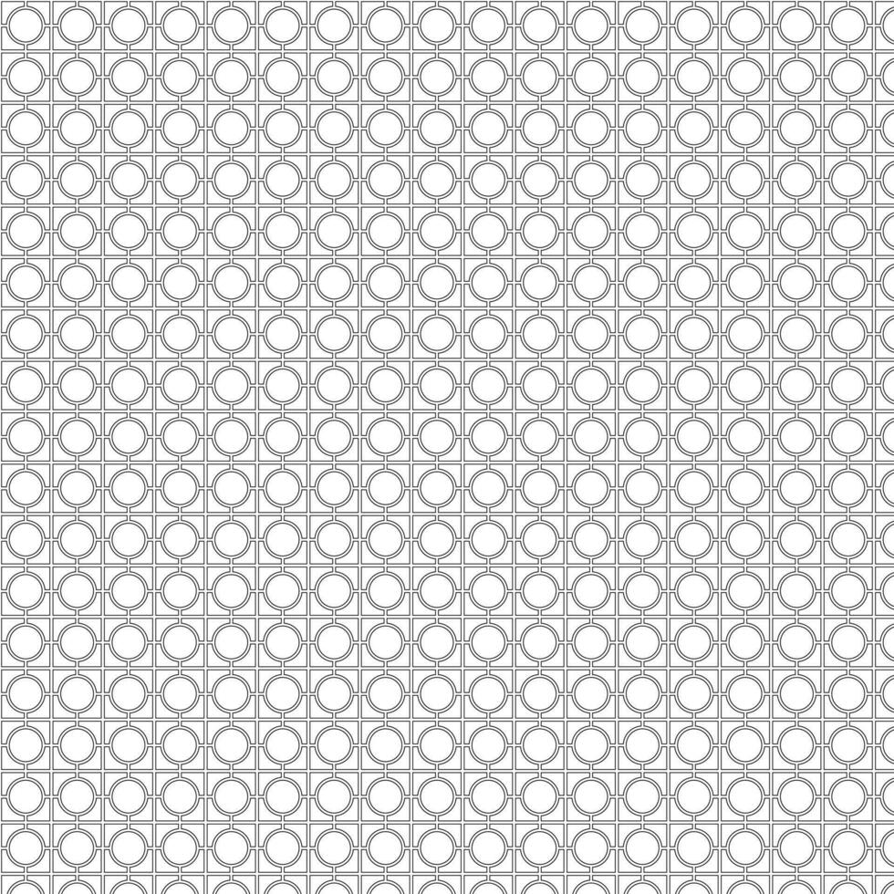 black line interlocking circles and square vector seamless background pattern