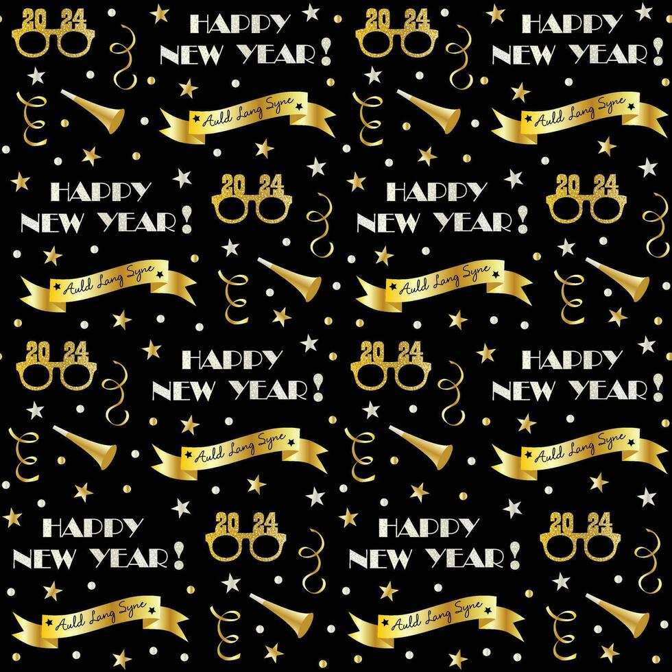2024 New Years Eve Seamless Background Pattern vector